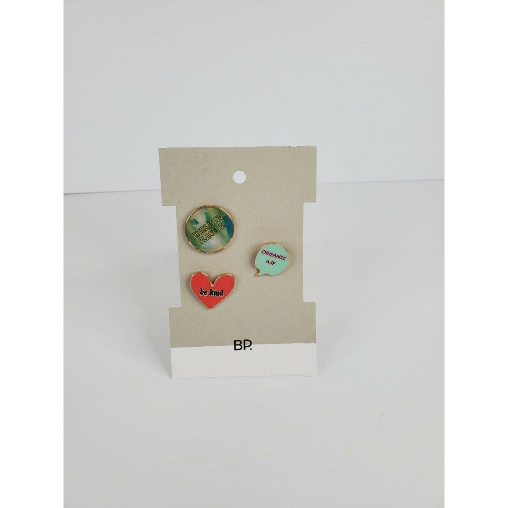 BP. 3 Pack Assorted Enamel Pins Earth Friendly B